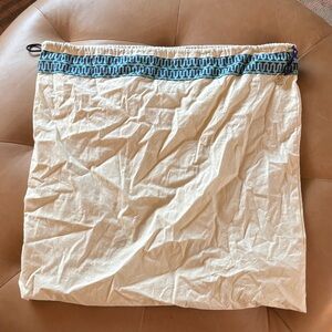 Tory Burch Cream Dust Bag Drawstring Bag with Blue Accents